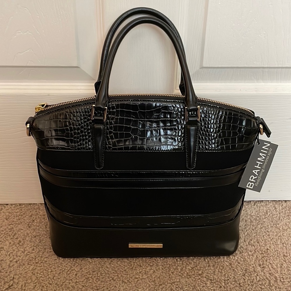 Gorgeous Black Leather & Suede Duxbury Brahmin Satchel
